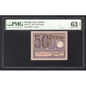 Danzig 50 Pfennig 1919 PMG 63