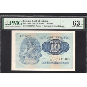 Estonia 10 Krooni 1940 Not Issued Rare PMG 63