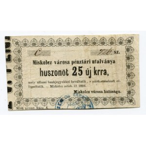 Hungary Miskolcz 25 Kreuzer 1860