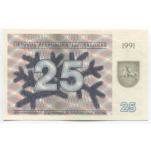 Lithuania 25 Talonas 1991