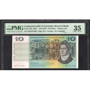Australia Commonwealth 10 Dollars 1967 Rare PMG 35