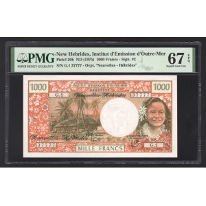 New Hebrides 1000 Francs 1975 PMG 67 EPQ