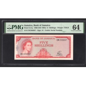 Jamaica 5 Shillings 1960 Rare PMG 64