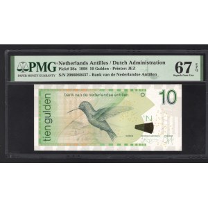 Netherlands Antilles 10 Gulden 1998 Rare Date PMG 67