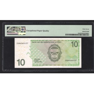 Netherlands Antilles 10 Gulden 1998 Rare Date PMG 67