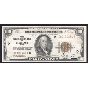 United States National Currency Cleveland Ohio 100 Dollars 1929 Rare