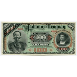 Italian Uruguay 100 Pesos 1887 RARE