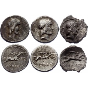 Roman Republic 3 x Denarius 90 BC L. Calpurnius Piso Frugi