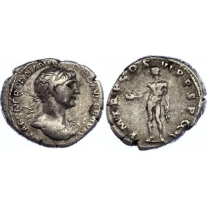 Roman Empire Denarius 116 AD Trajan Genius