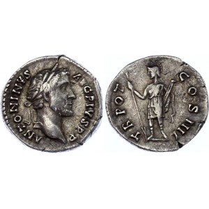 Roman Empire Denarius 145 AD Antoninus Piu, Virtus