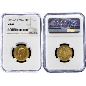 Russia 10 Roubles 1903 AP NGC MS61