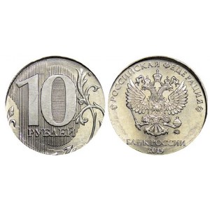 Russian Federation 10 Roubles 2019 Мoscow mint on the flan of 1 Rouble mint Error