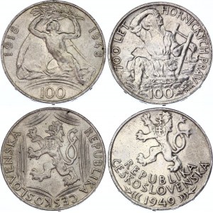 Czechoslovakia 2 x 100 Korun 1948 & 1949