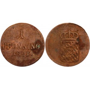 German States Bavaria 1 Pfennig 1821