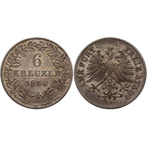 German States Frankfurt 6 Kreuzer 1856