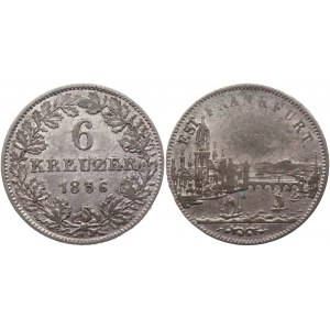 German States Frankfurt 6 Kreuzer 1853