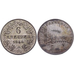 German States Frankfurt 6 Kreuzer 1854