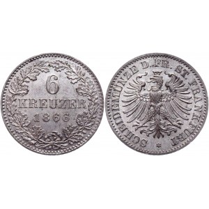 German States Frankfurt 6 Kreuzer 1866