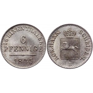 German States Hannover 6 Pfennig 1845 B