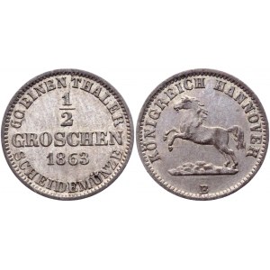 German States Hannover 1/2 Groschen 1863 B
