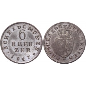 German States Hesse-Darmstadt 6 Kreuzer 1827