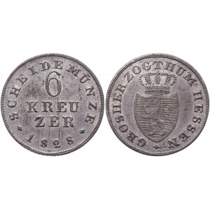 German States Hesse-Darmstadt 6 Kreuzer 1828