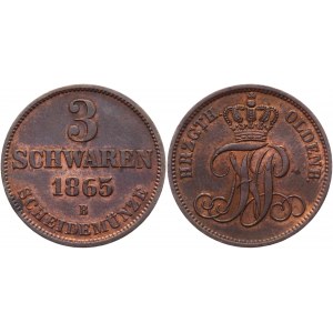 German States Oldenburg 3 Schwaren 1865 B