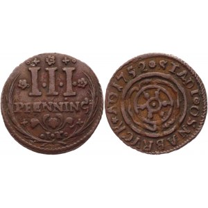 German States Osnabruck 3 Pfennig 1752 IW