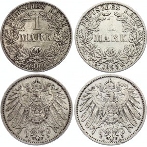 Germany - Empire 2 x 1 Mark 1901 & 1905 A