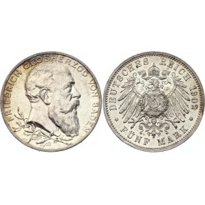 Germany - Empire Baden 5 Mark 1902 A