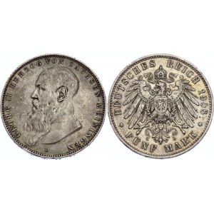 Germany - Empire Saxe-Meiningen 5 Mark 1908 D