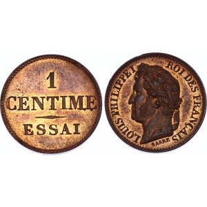 France 1 Centime 1843 - 1846 Essai Barre