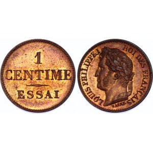 France 1 Centime 1843 - 1846 Essai Barre