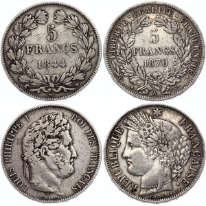 France 2 x 5 Francs 1844 & 1870 A
