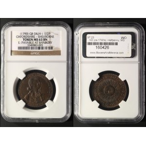 Great Britain Oxfordshire-Sherborne 1/2 Penny 1790 Token NGC MS63 BN