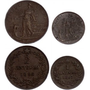 Italy 2 x 1 & 2 Centesimi 1867 - 1916