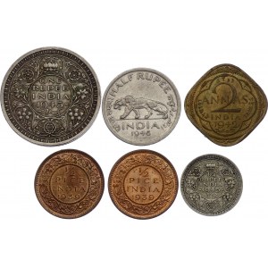 British India Set of 6 Coins 1939 -1946
