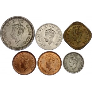 British India Set of 6 Coins 1939 -1946