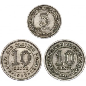 Malaya & British Borneo 10 - 5 - 10 Cents 1949 -1957