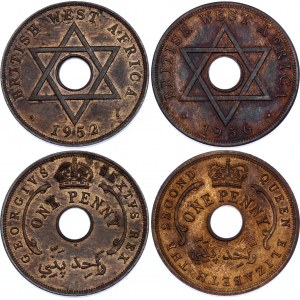 British West Africa 2 x 1 Penny 1952 -1956 H