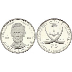 Equatorial Guinea 75 Pesetas 1970 Abraham Lincoln