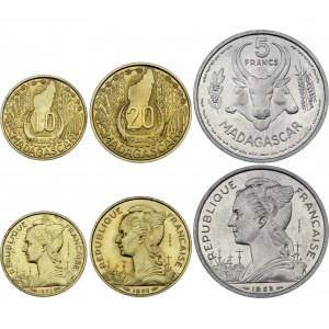 Madagascar 5 & 10 & 20 Francs 1953 Essai