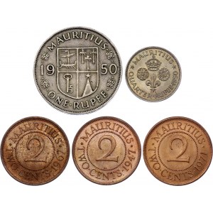 Mauritius Set of 5 Coins 1947 -1971