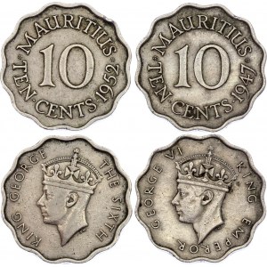 Mauritius 2 x 10 Cents 1947 -1952