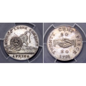 Sierra Leone 20 Cents 1791 PCGS PR62