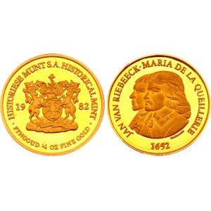 South Africa Gold Medal Van Riebeeck & Maria De La Quellerie 1982