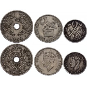 Southern Rhodesia 1 Penny - 1 Shilling - 6 Pence 1935 -1949