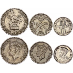 Southern Rhodesia 3 Pence - 6 Pence - 1 Shilling 1936 -1952