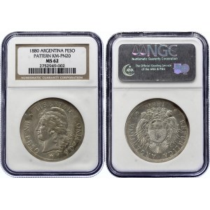 Argentina 1 Peso 1880 Pattern NGC MS62