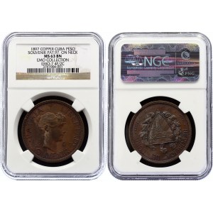 Cuba 1 Peso 1897 Pattern NGC MS63BN